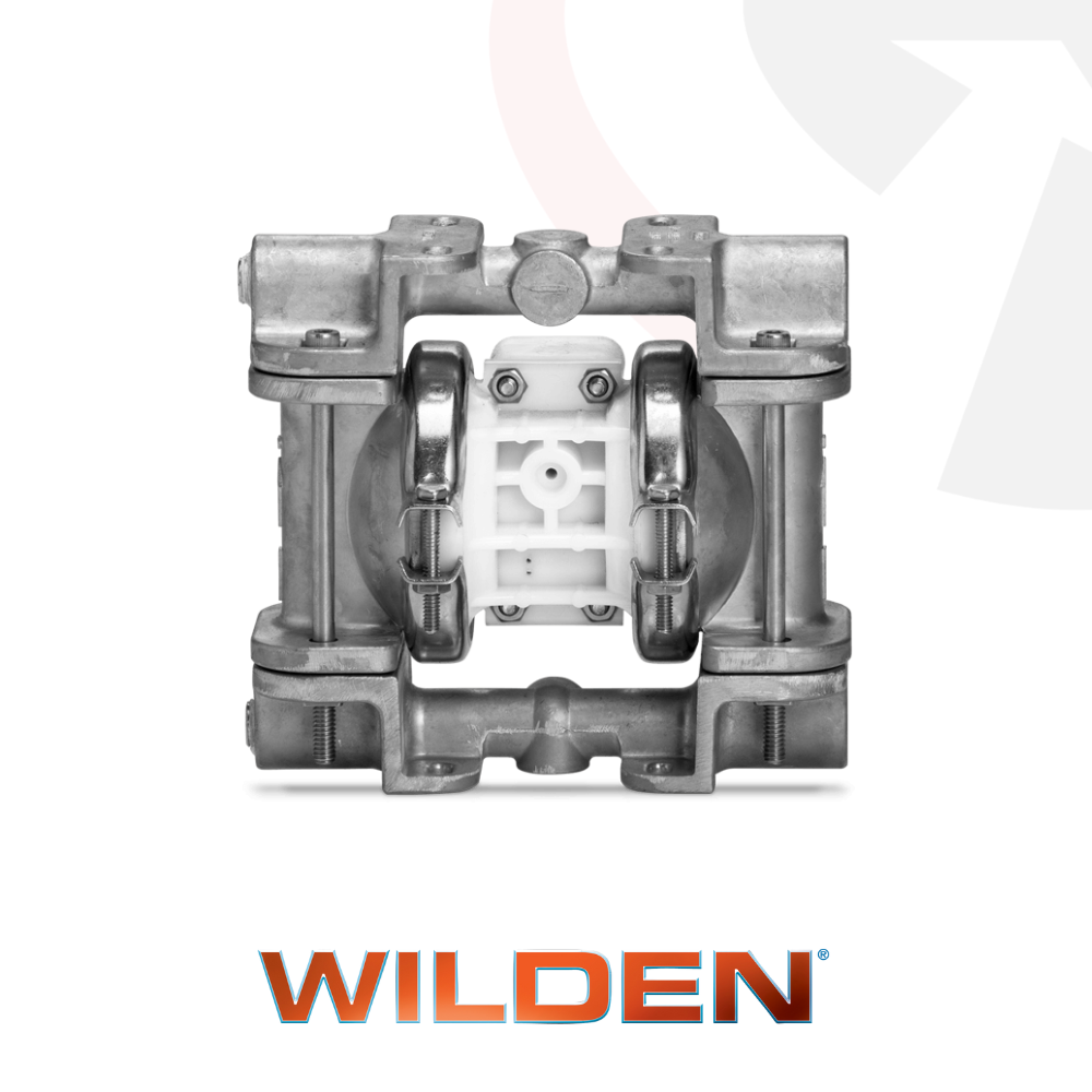 Wilden P.025 Pro-Flo clamped metal air operated double diaphragm pump for precision industrial fluid transfer and dosing applications with logo underneith