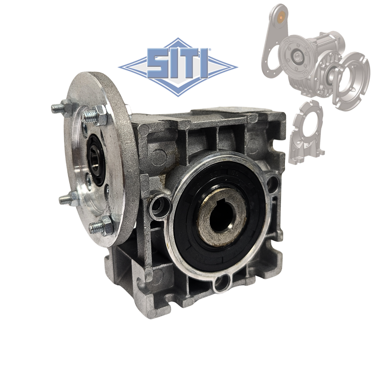 Metal mechanical component with SITI logo on a white background