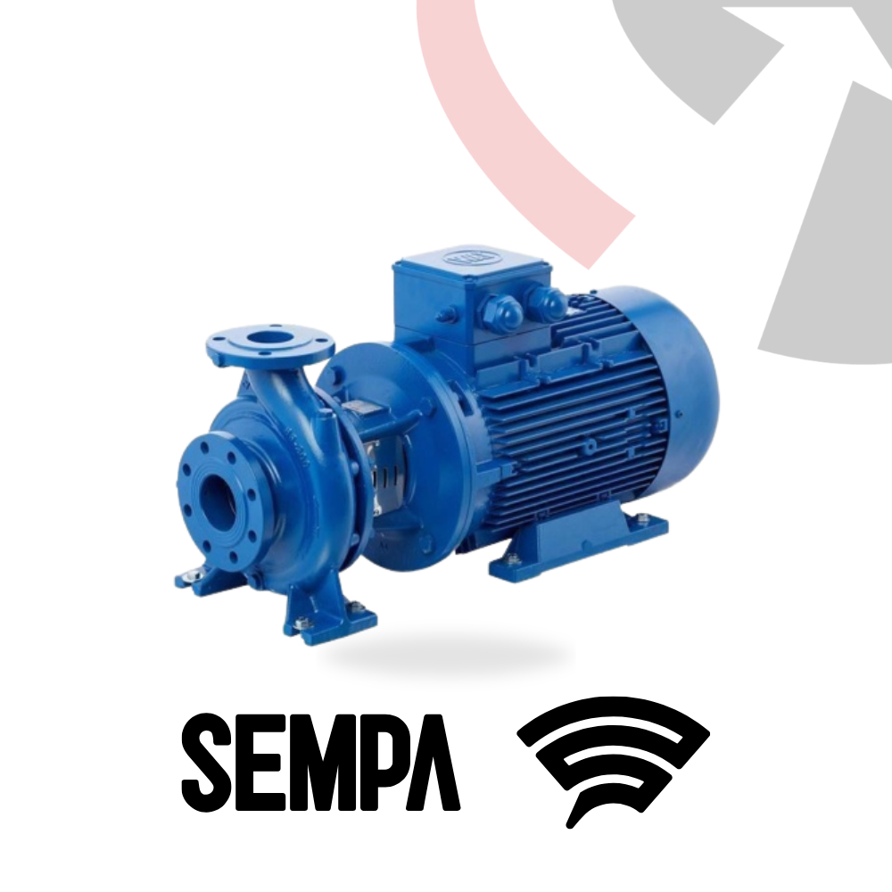 A blue monoblock centrifugal pump with SEMPAs branding, designed for high-speed applications.